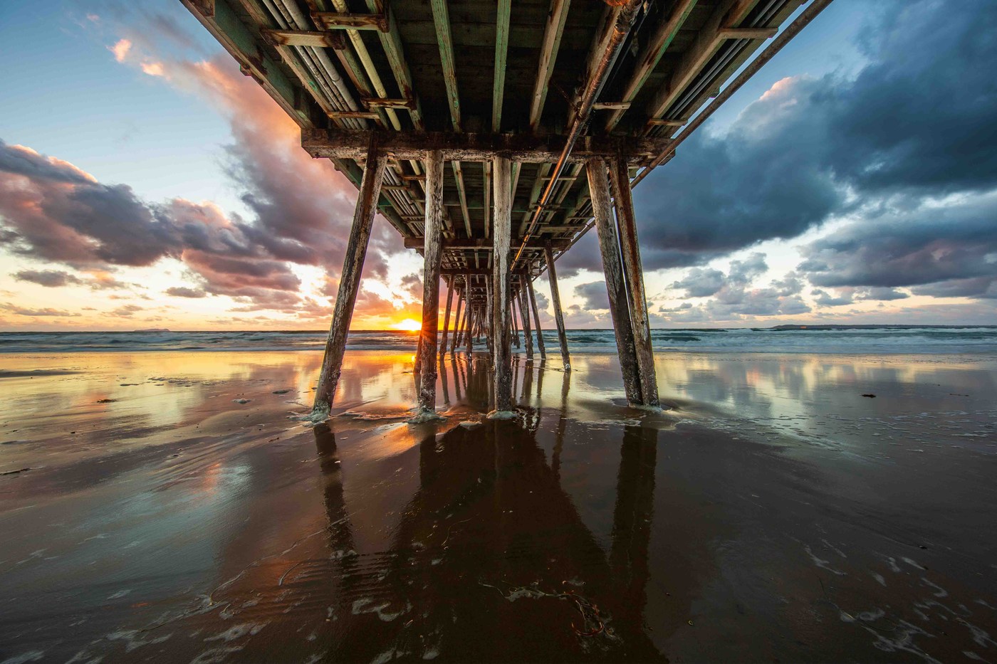 Pier reflection at blue hour